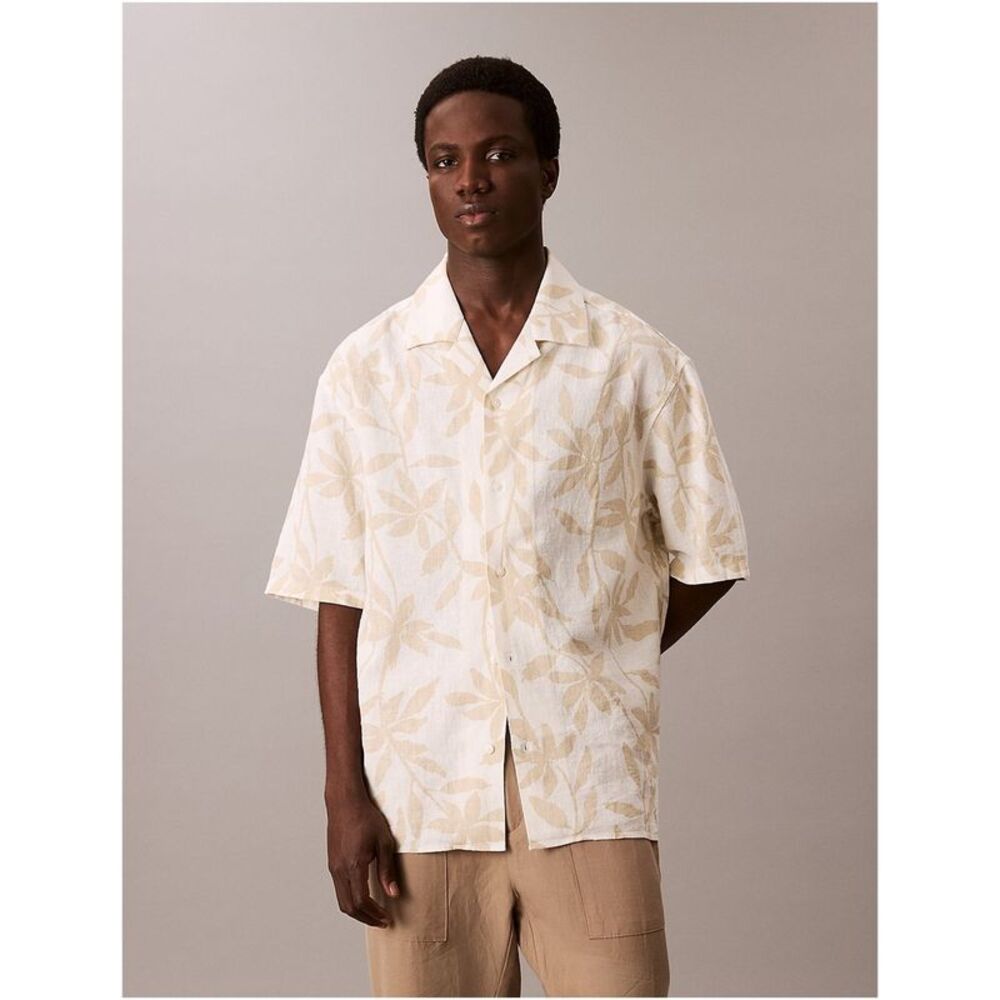 Calvin Klein Mens Camp Collar Print Button Up Shirt, NWT
